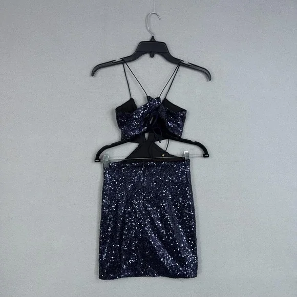 HELLO MOLLY Wanna Know How You Feel Sequin Dress Womens XS Navy Party Dressy - Picture 10 of 15
